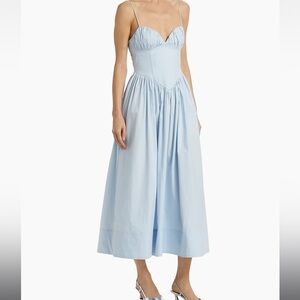 Ronny Kobo Carmine Cotton Fit & Flare Blue Midi Dress SOLD OUT ONLINE.